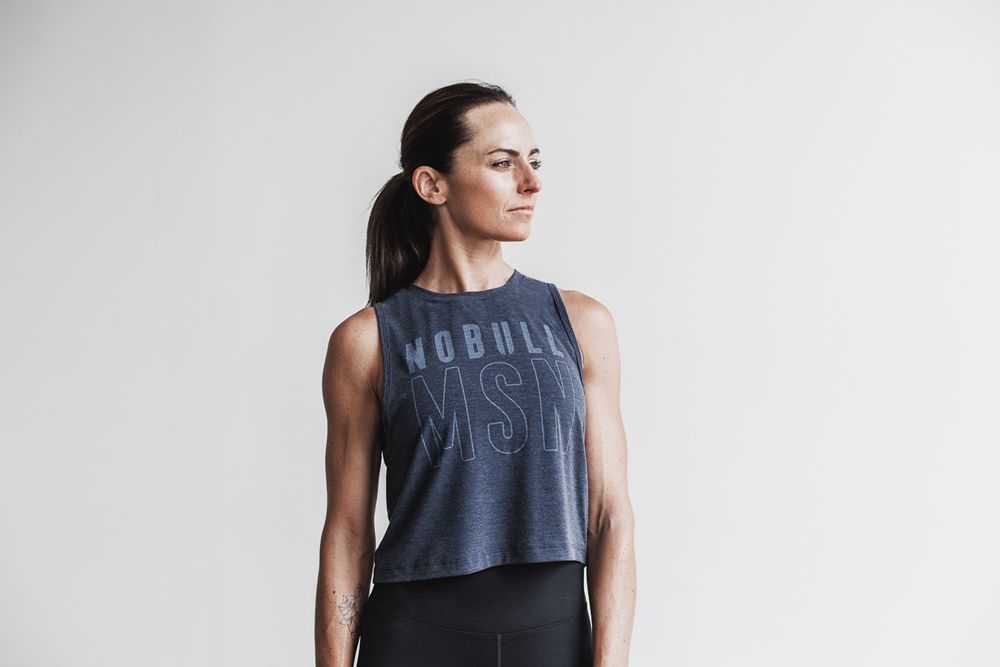 NOBULL Women's Muscle (Madison) Tank Tops - Navy - Ireland (1345CBFDO)